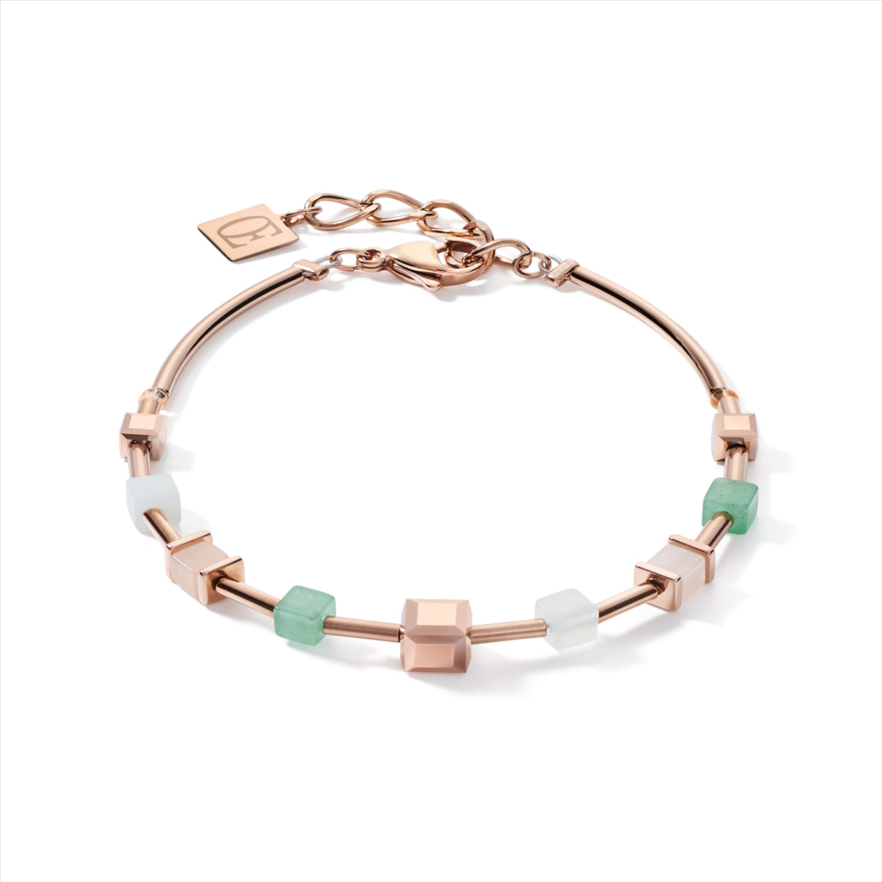 ROSE & GREEN AVENTURINE/AMAZONITE & CRYSTAL BRACELET