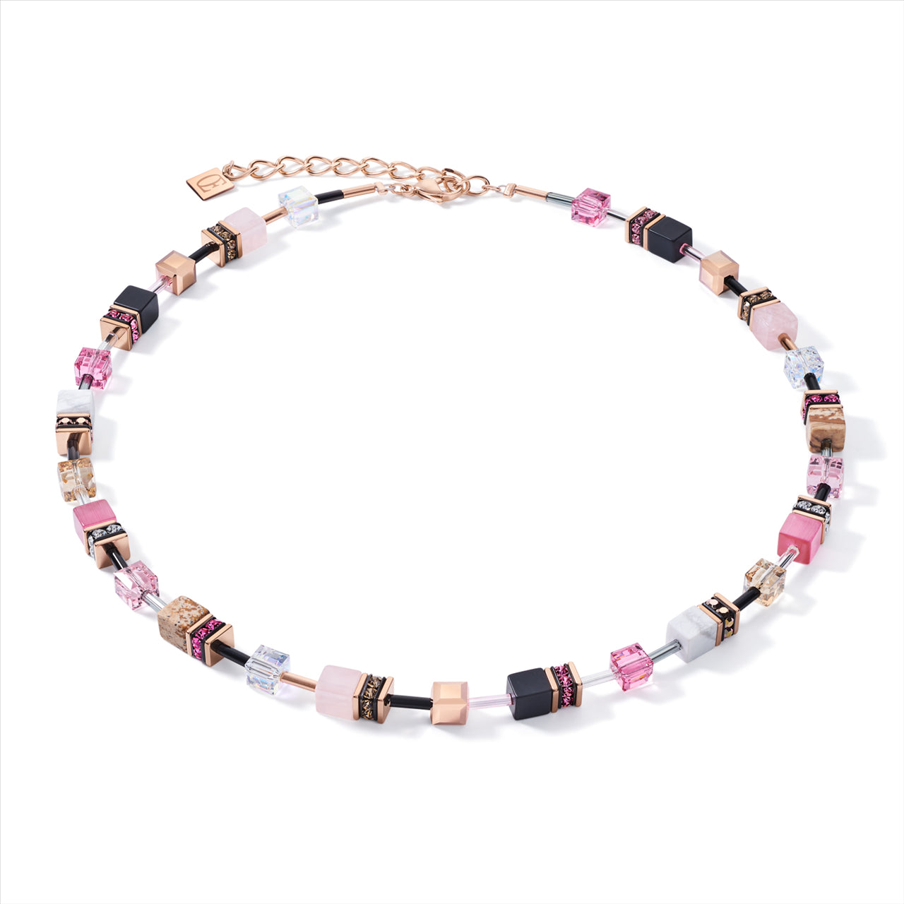 ROSE QUARTZ/HOWLITE/ONYX NECKLACE