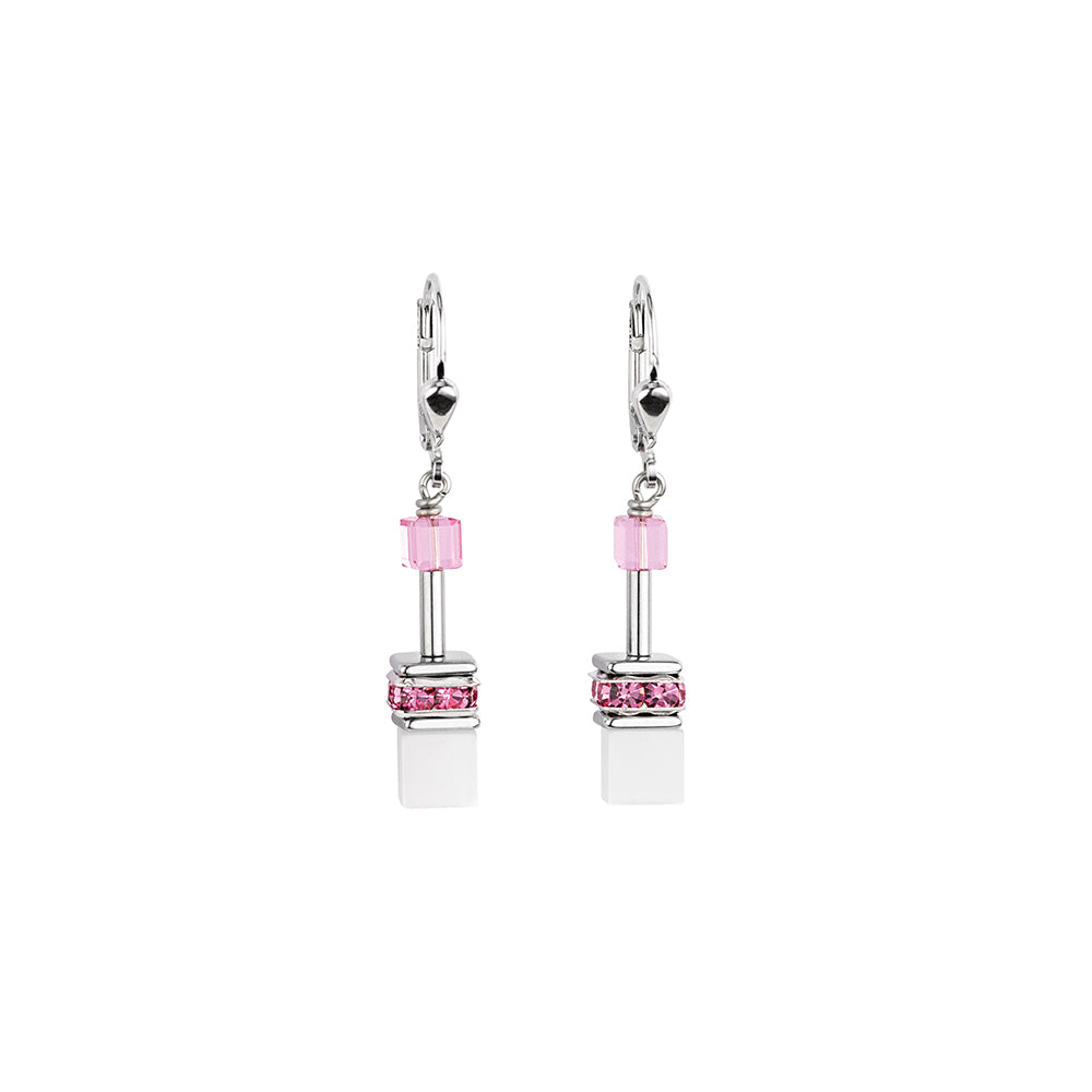 PINK CUBE & SYN TIGERS EYE EARRINGS