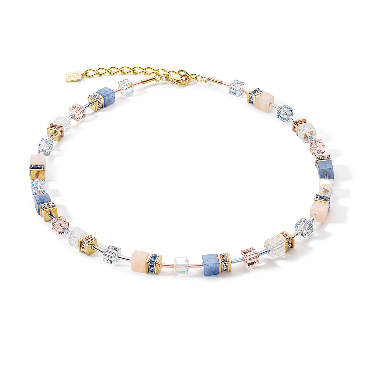 BLUE/ROSE ADVENTURINE & CRYSTAL NECKLACE