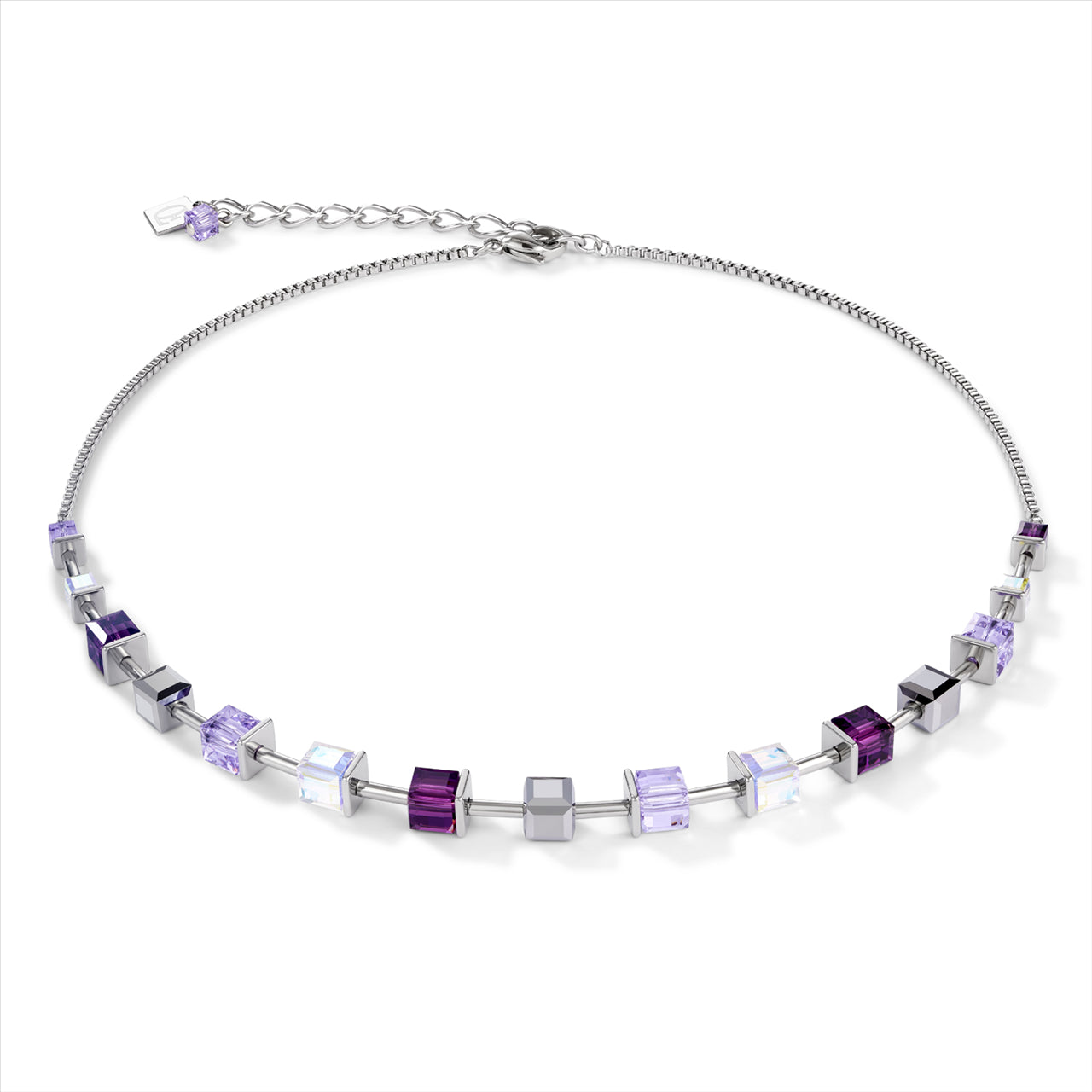 PURPLE & LAVENDER CUBE NECKLACE