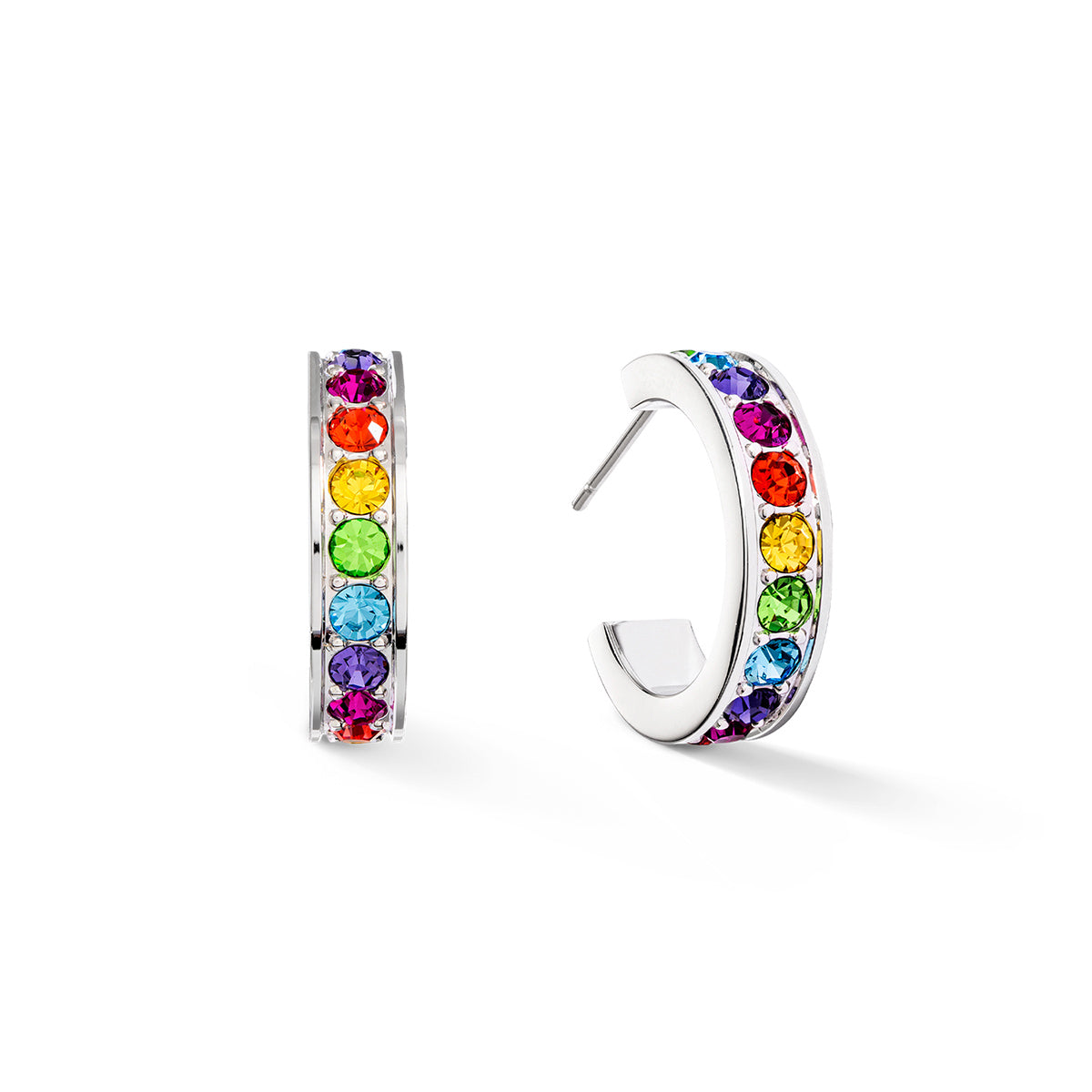 STAINLESS STEEL MULTI COLOUR CRYSTAL STUD EARRINGS