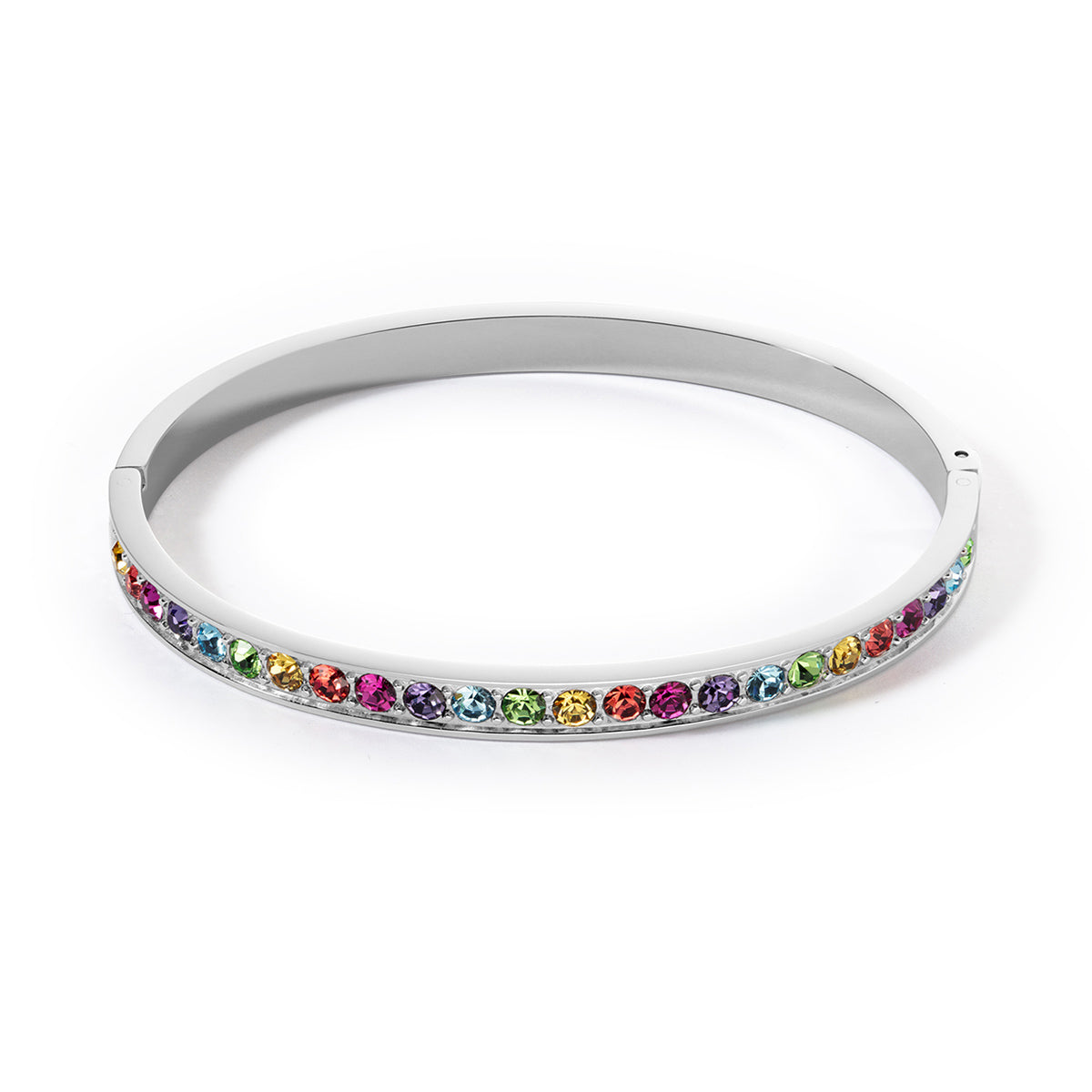 STAINLESS STEEL W/ LARGE MULTI COLOURED CRYSTAL BANGLE
