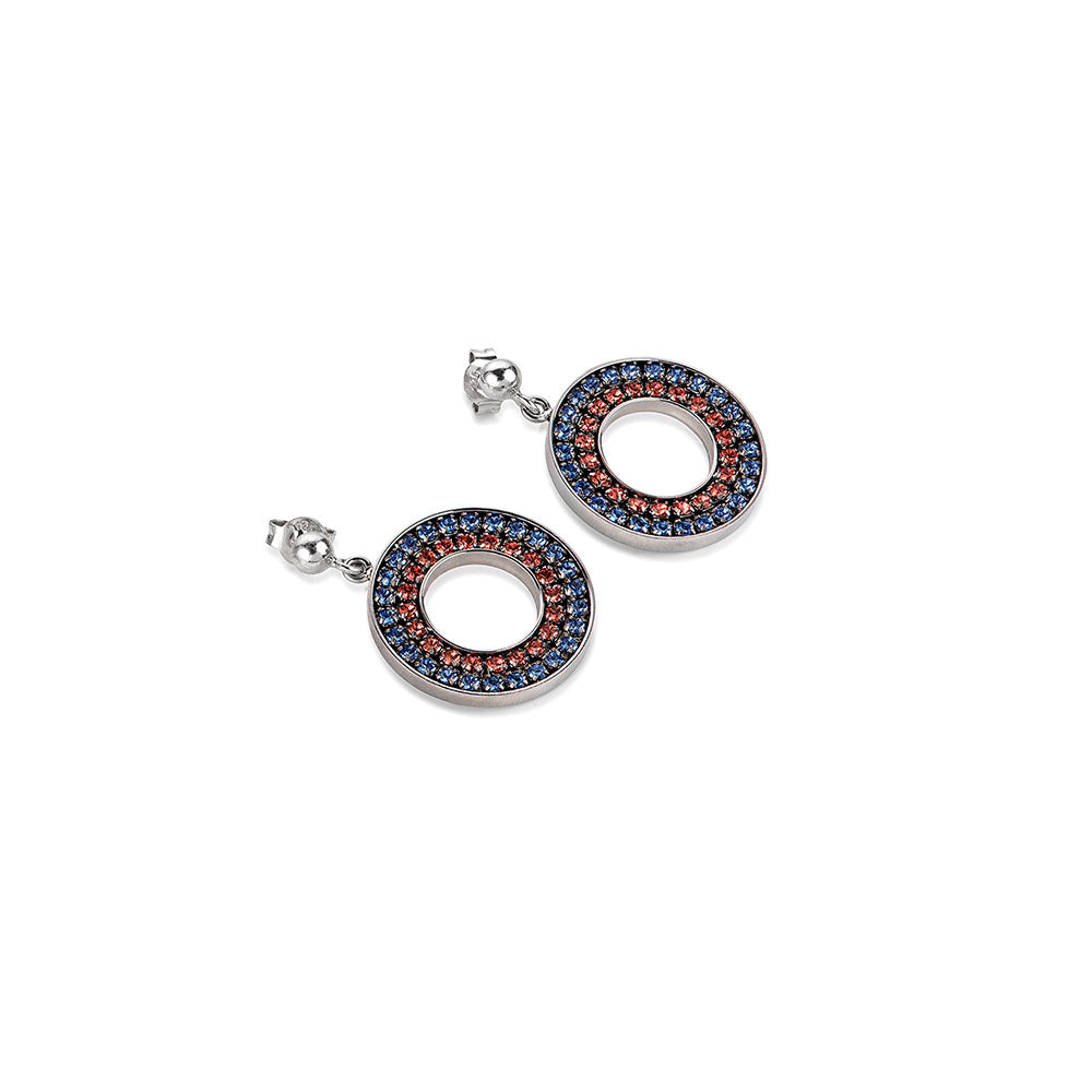 RED/BLUE CIRCLE DROP EARRINGS