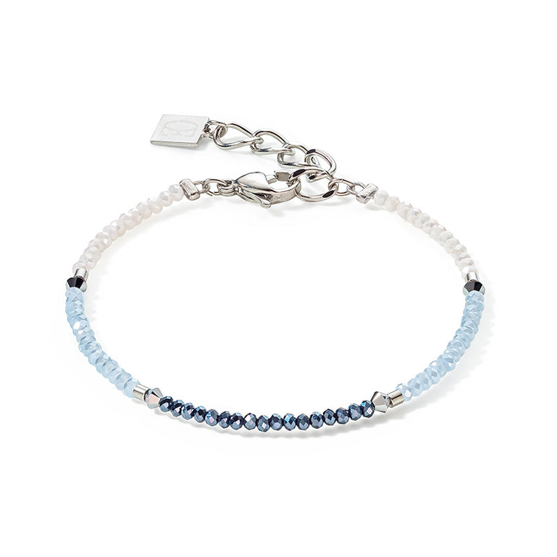 BLUE COLOURED GLASS $ CRYSTAL BRACELET