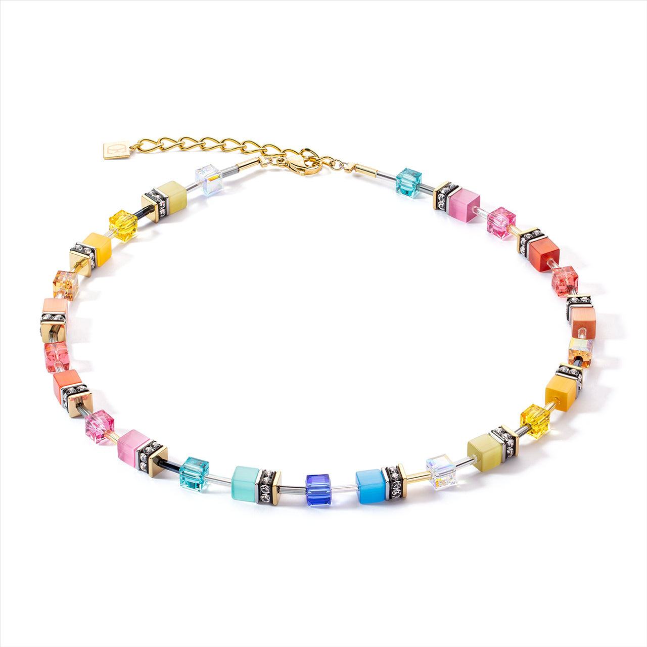 MULTI COLOURED GEO CUBE NECKACE