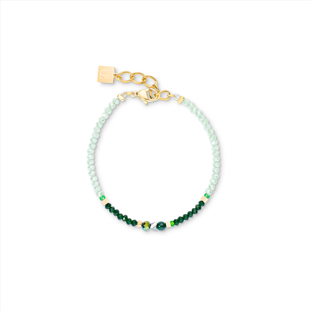 MALACHITE/GREEN AVENTURINE/HEMATITE & CRYSTAL BRACELET