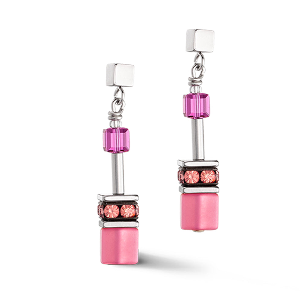 VIVA MAGENTA PINK GEO CUBE EARRINGS