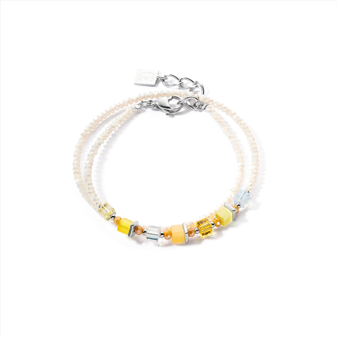 YELLOW SMALL GEO CUBE & CRYSTAL BRACELET