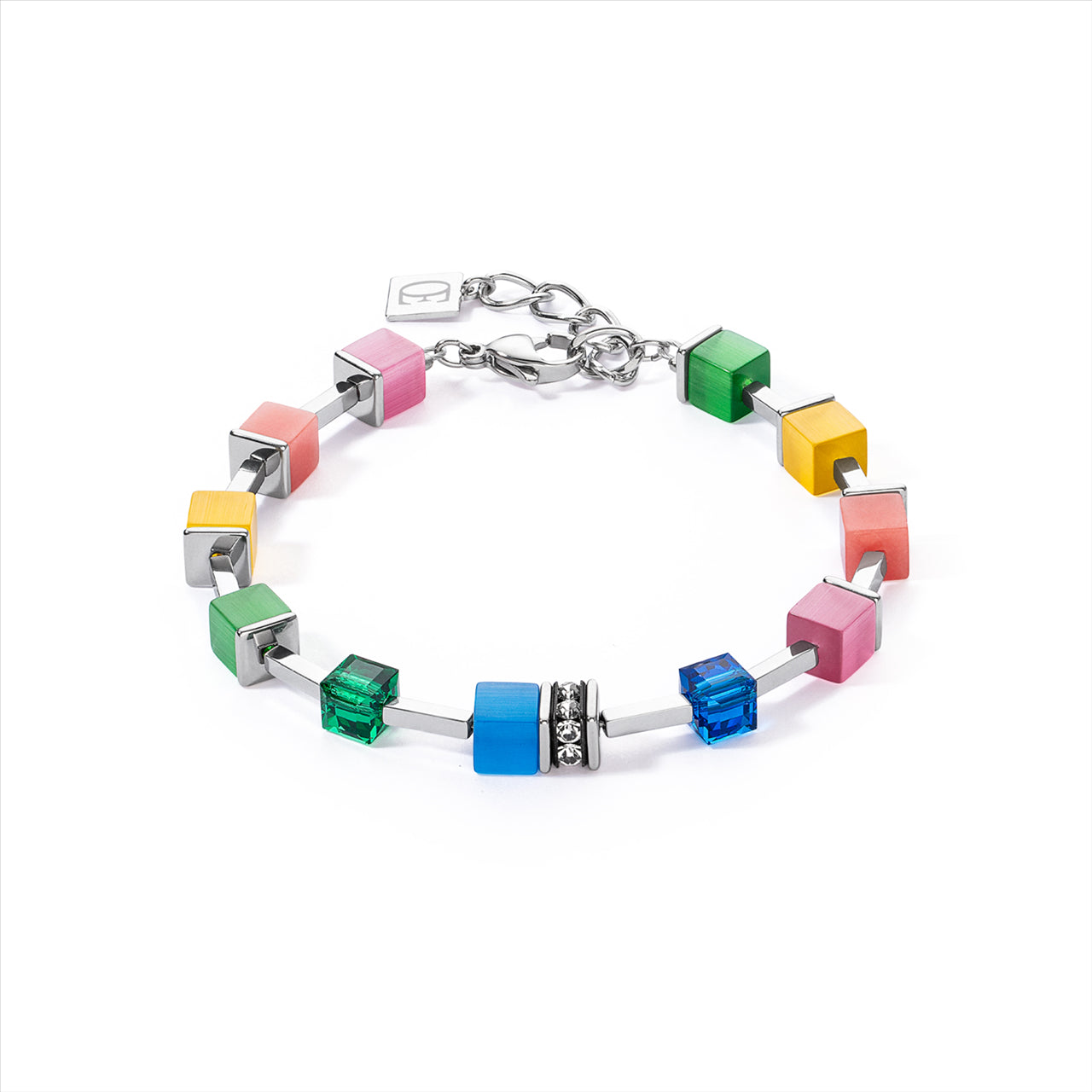 RAINBOW COLOURD GEO CUBE BRACELET