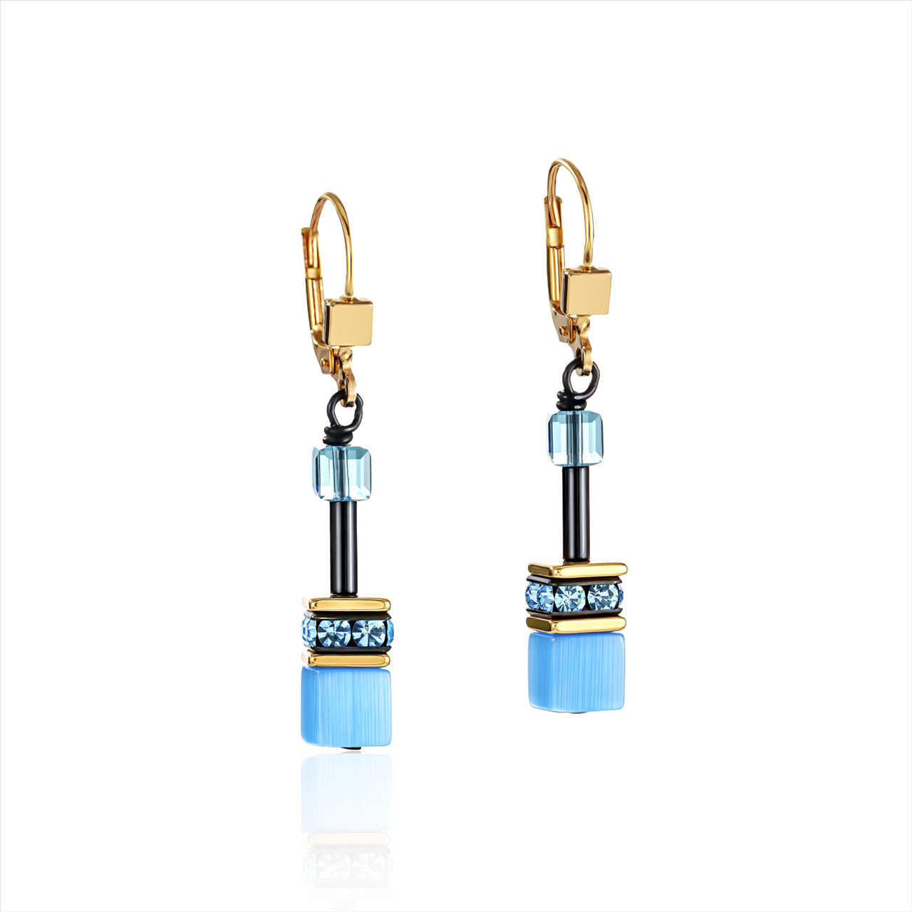 BRIGHT BLUE GEO CUBE EARRINGS
