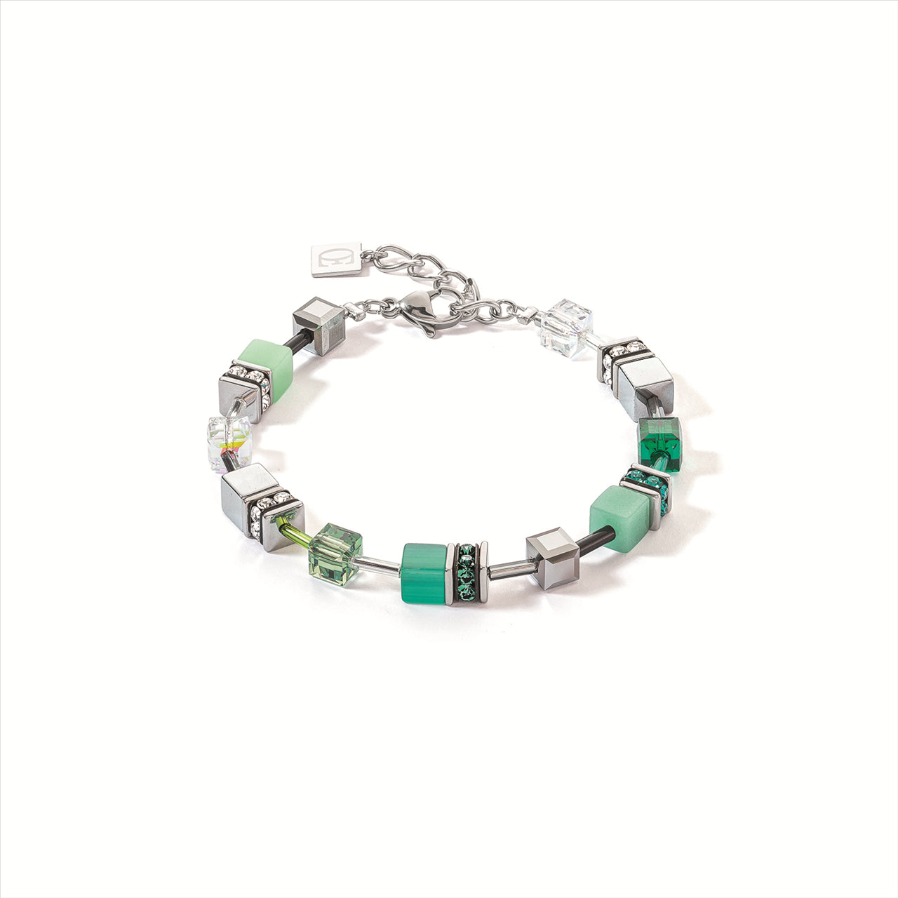 TEAL & GREEN GEO CUBE BRACELET