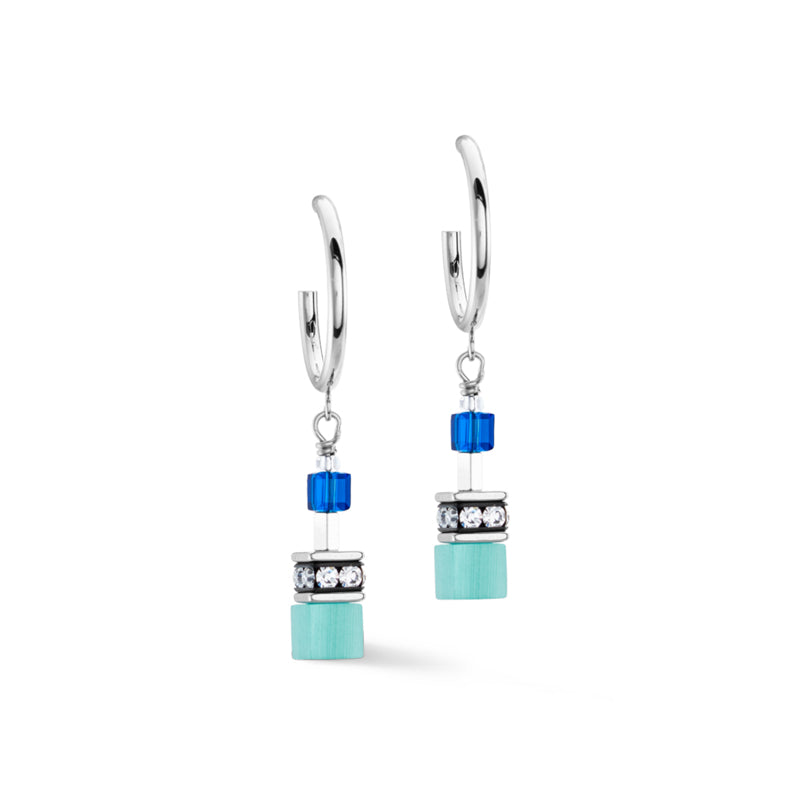 BLUE SYN TIGERS' EYE & CRYSTAL STUDS