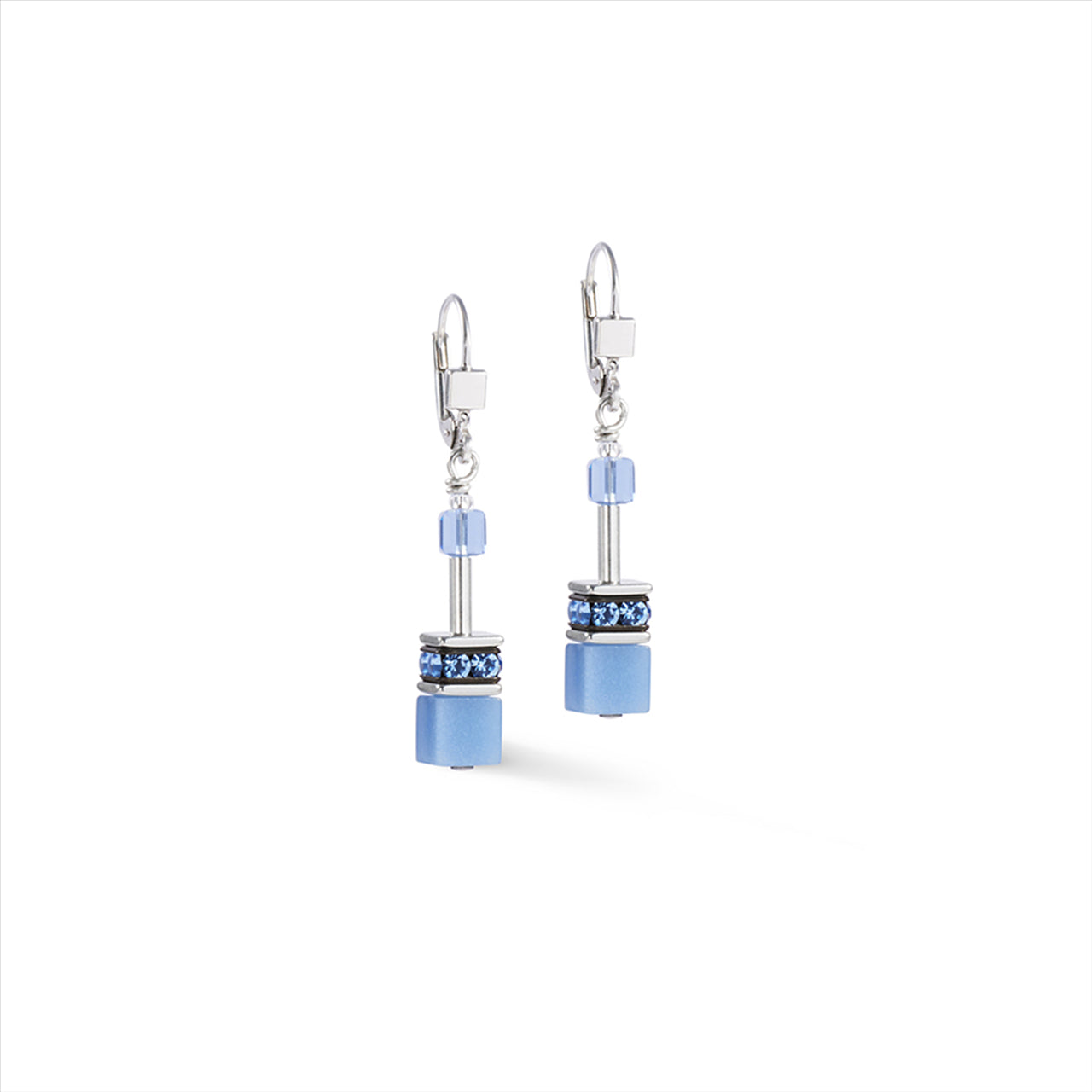SOFT BLUE GEO CUBE EARRIINGS