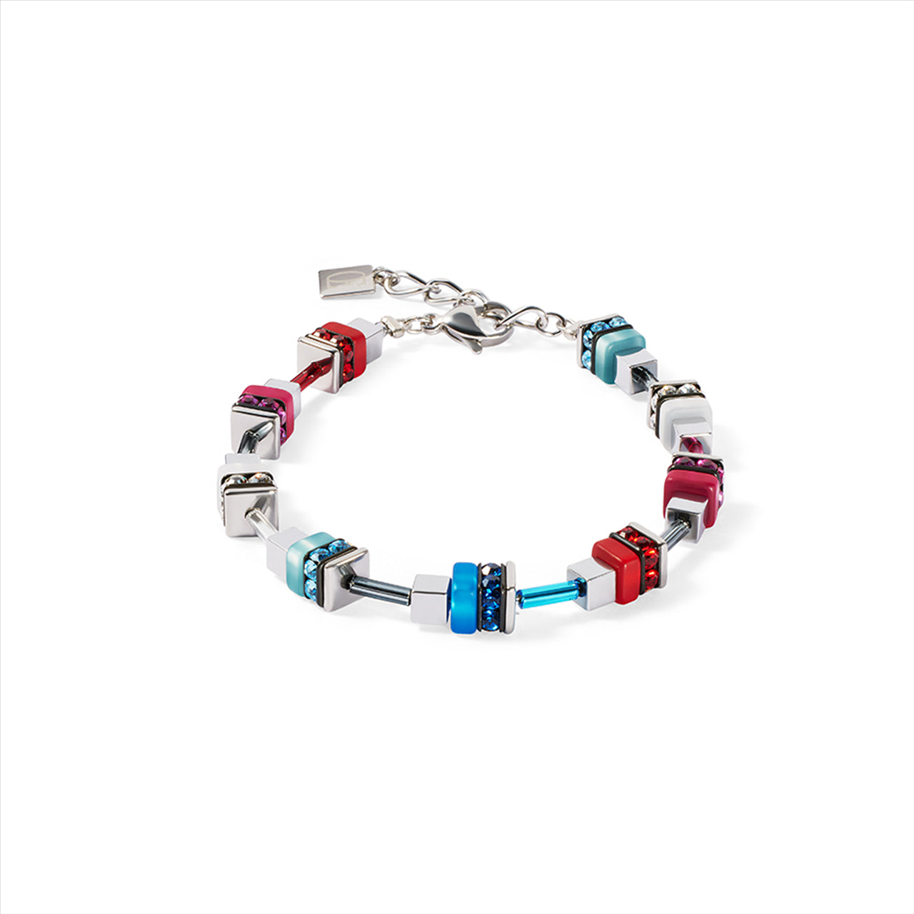 RED & BLUE GEO CUBE BRACELET