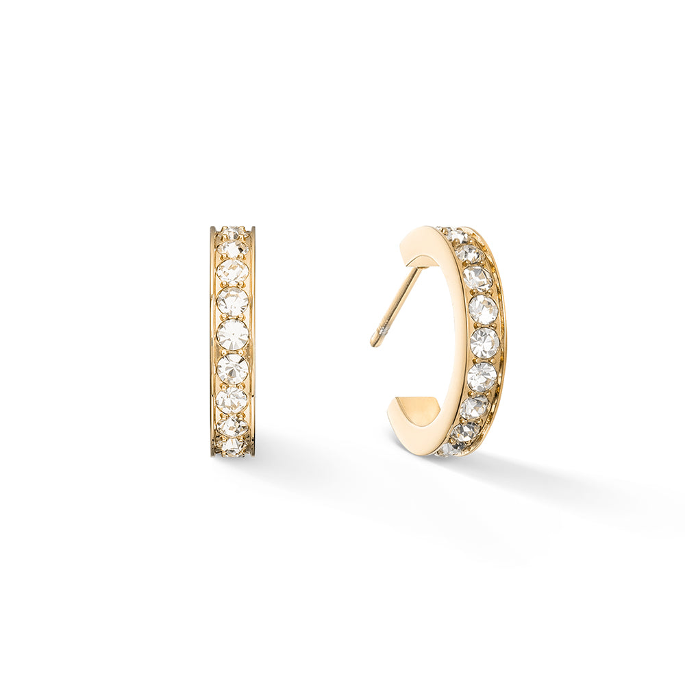 CLEAR CRYSTAL GOLD PLATED STEEL STUD EARRINGS