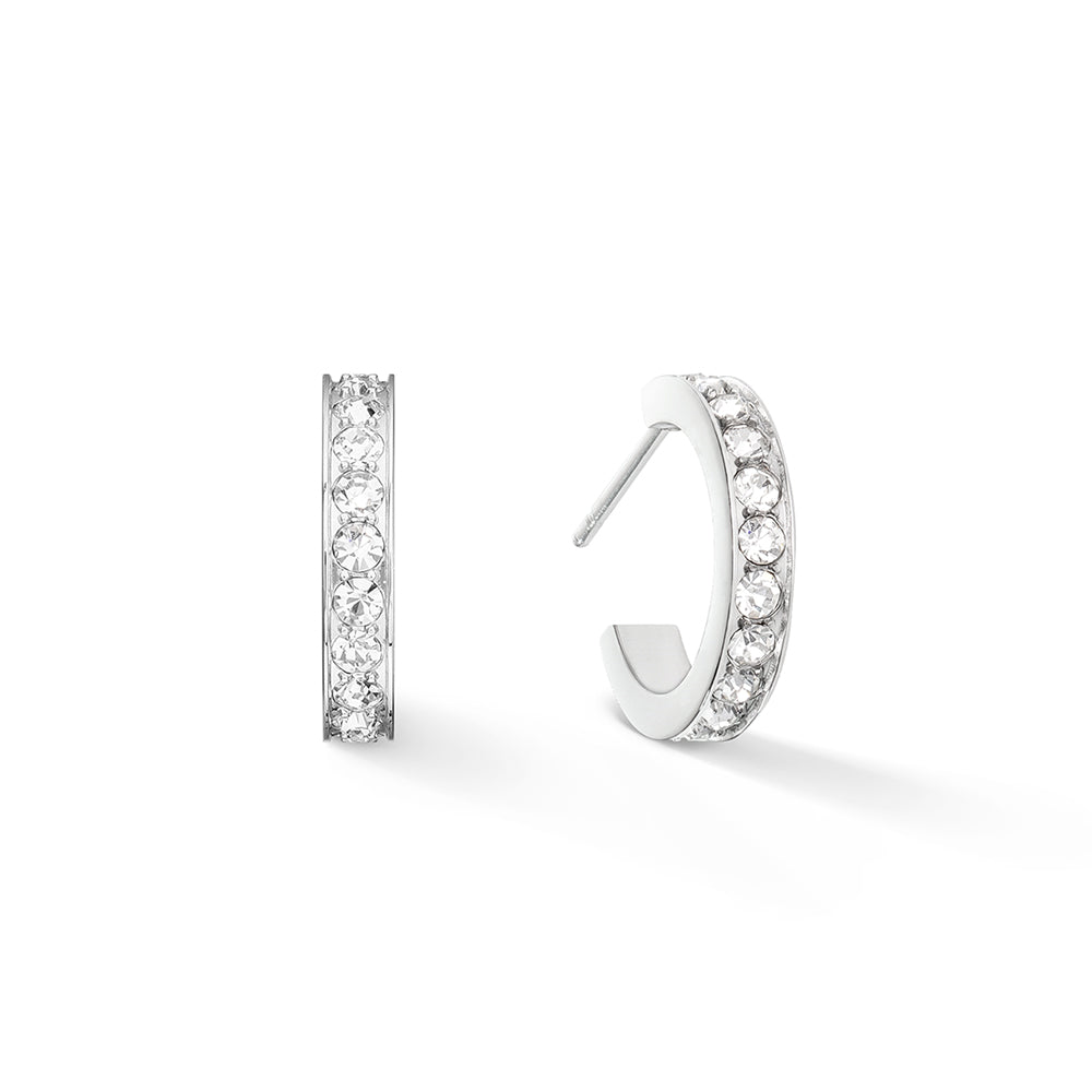 STAINLESS STEEL CLEAR CRYSTAL STUD EARRINGS