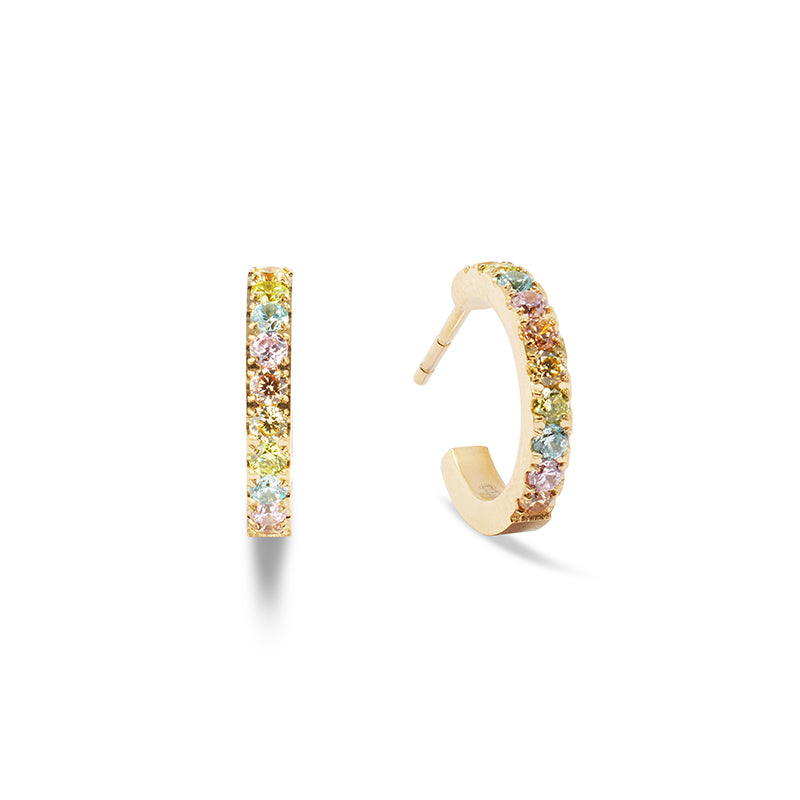GOLD PLATED STAINLESS STEEL PASTEL RAINBOW CRYSTAL STUD EARRINGS