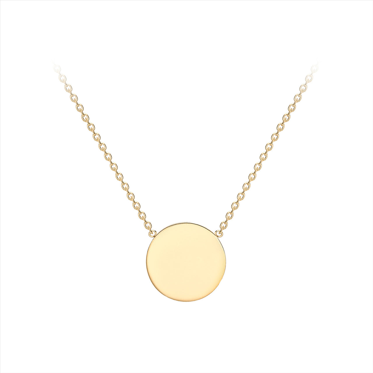 9K Yellow Gold 10mm Disc Adjustable Necklace 41cm-43cm