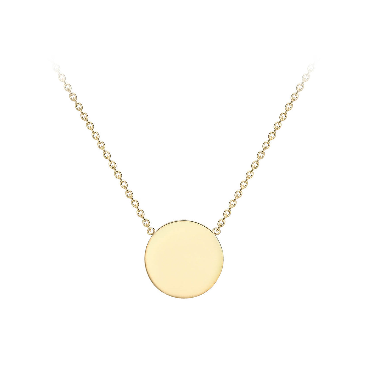 9K Yellow Gold 10mm Disc Adjustable Necklace 41cm-43cm