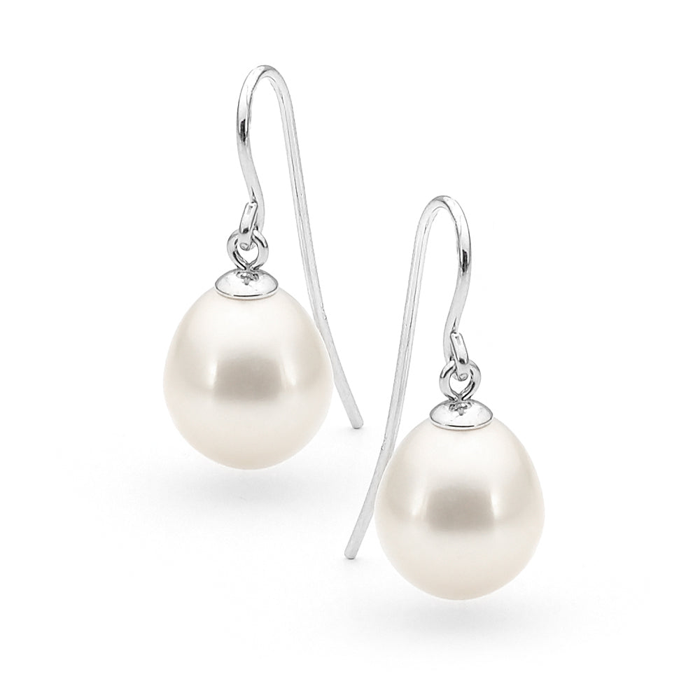 Sterling Silver Freshwater Pearl Shepherd Hook Earrings